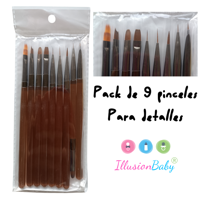 Pack de 9 pinceles para detalles