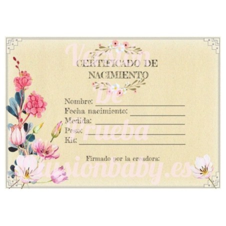 Certificado de Nacimiento Para Reborn