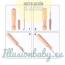 Mango de aguja de rooting para injertar pelo a tu bebé reborn