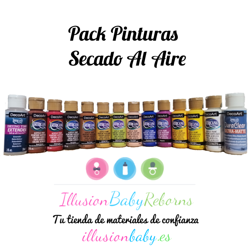 Pack Pinturas Secado Al Aire Americana 14ud x 59ml para Reborn
