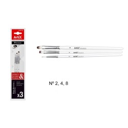 SYNTHETIC BRUSHES 3 UNITS Size 2, 4, 8